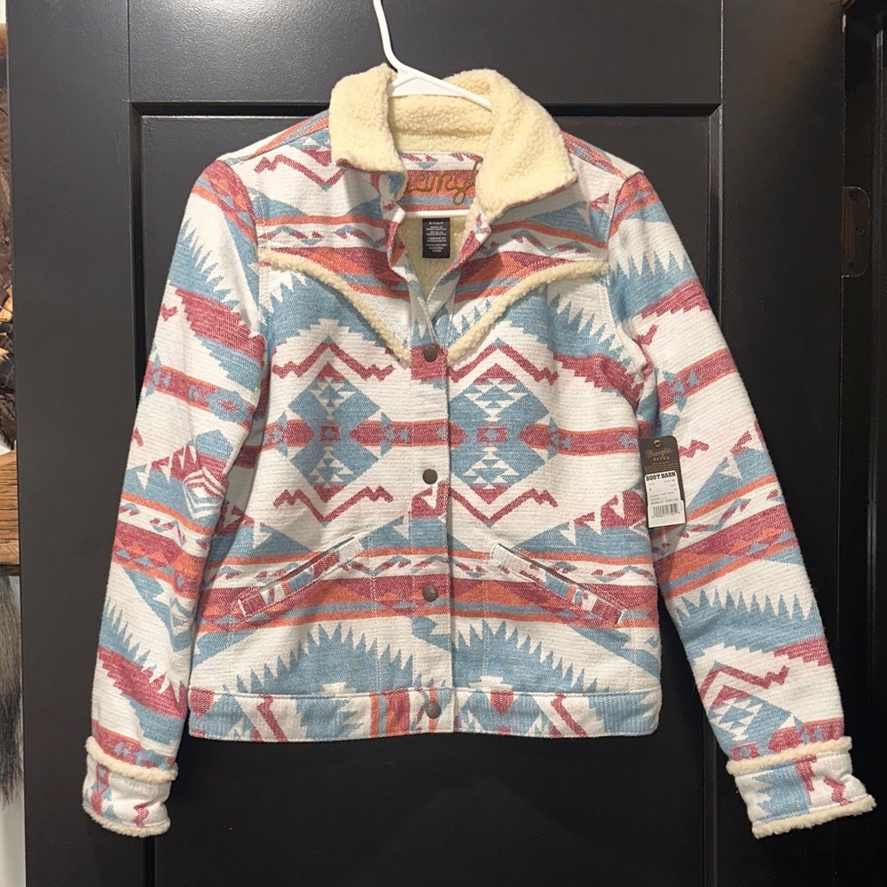 Aztec Pattern Jacket with Sherpa Collar